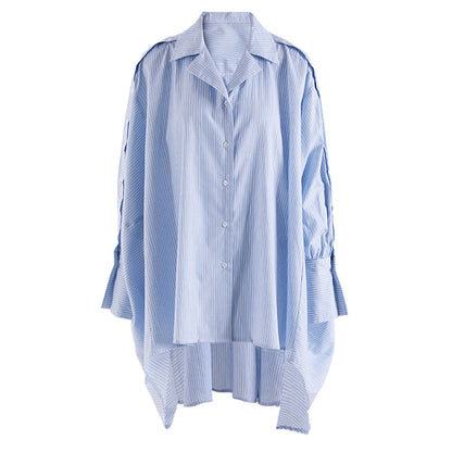 Designed Irregular Striped Long Sleeves Shirts for Women