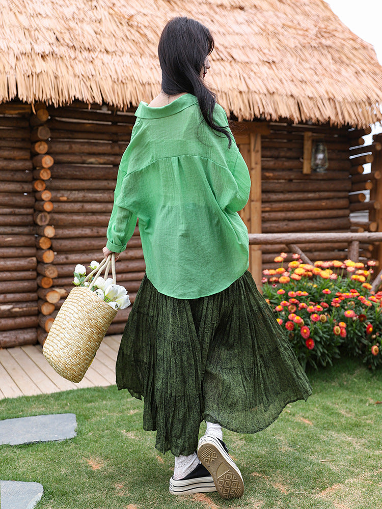 Yuan Su's new summer Wizard of Oz floral pleated skirt, high waist versatile and thin wrinkled A-shaped big swing skirt-The Wizard of Oz-one size fits all-Free Shipping Leatheretro