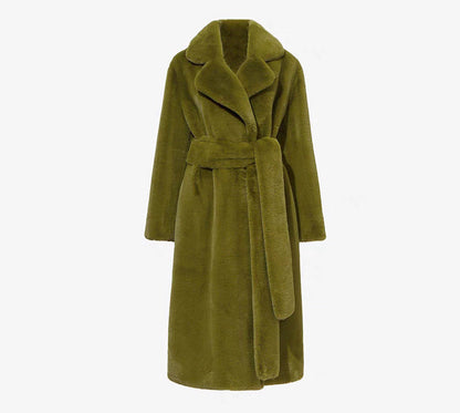Long Plush Rabbit Hair & Mink Fur-Like Coat
