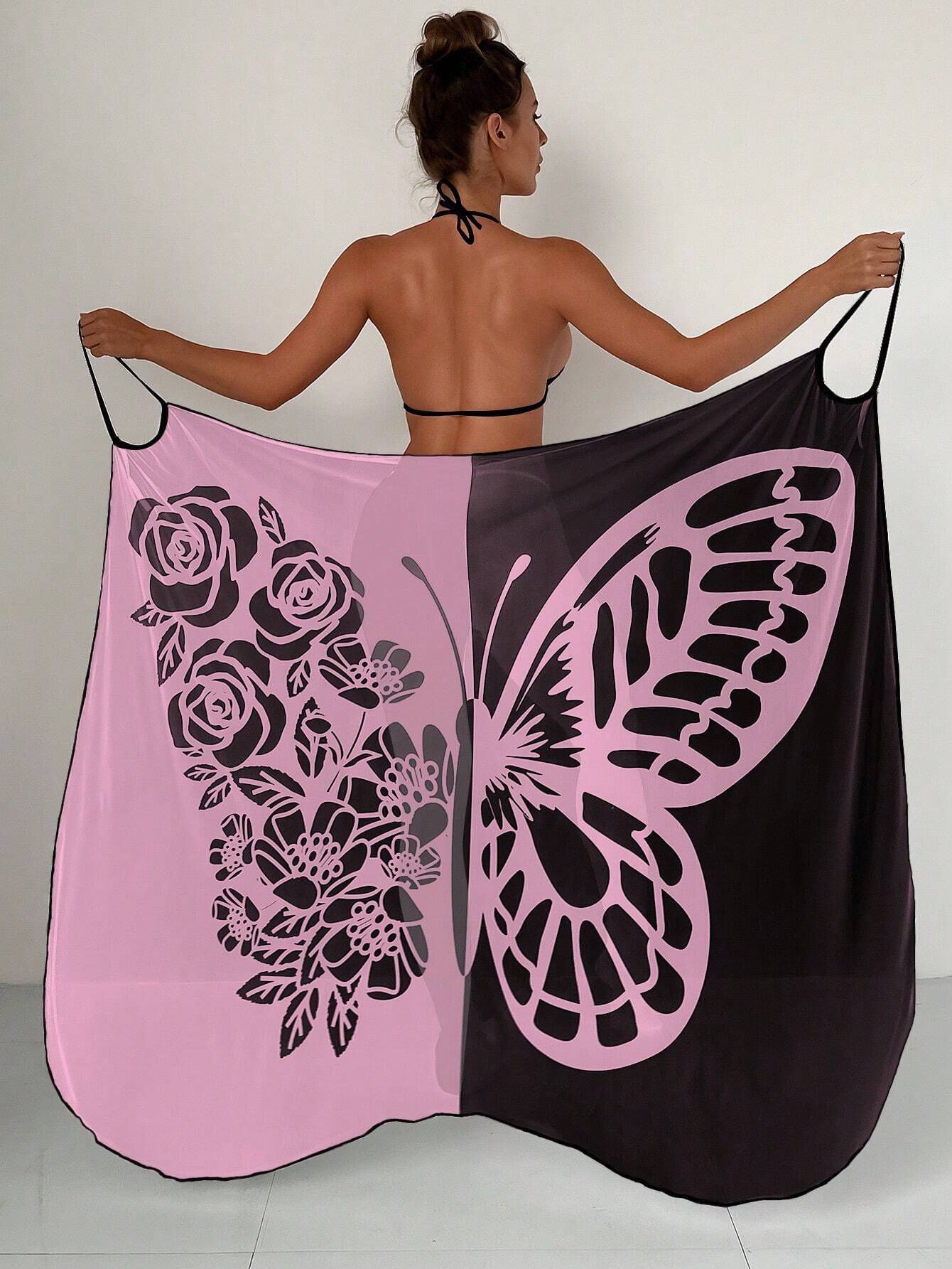 Summer Butterfly Print Beach Cover Ups