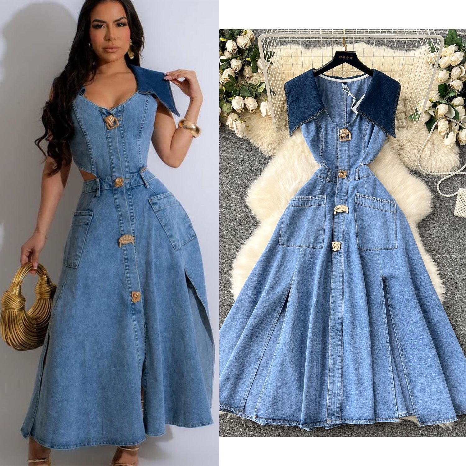Women's Stylish Cowl Neck Sleeveless Dress