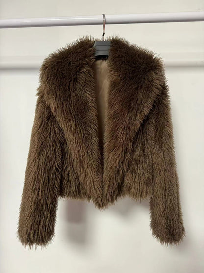 Stylish Short Eco-Friendly Faux Fur Jacket