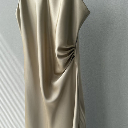Satin Slip Dress – Elegant A-Line Maxi Dress with Adjustable Straps