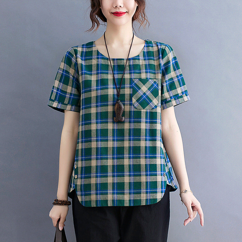 Vintage Stripe Cotton Linen T-Shirt