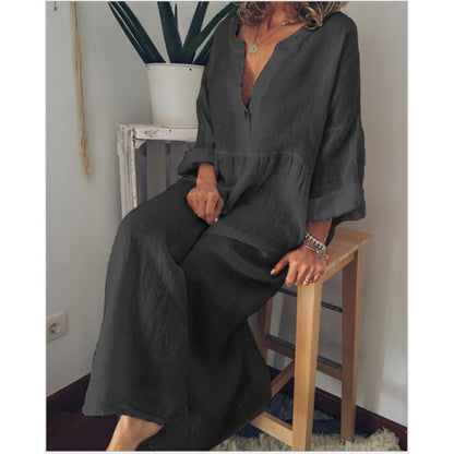 Plus Size Casual Printed Long Sleeve Dress for Women