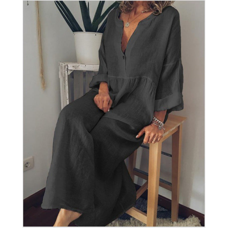Plus Size Casual Printed Long Sleeve Dress for Women