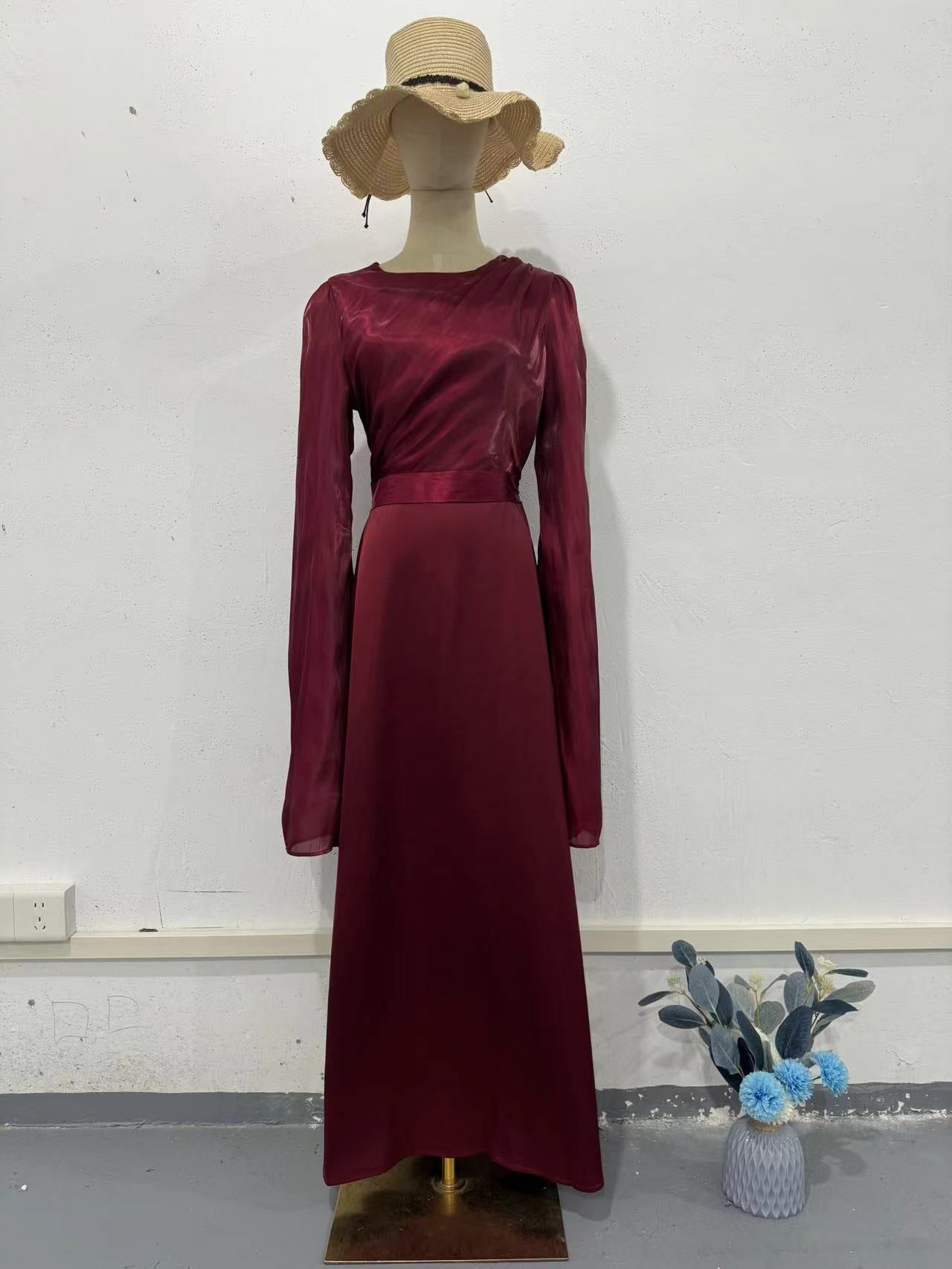 Elegant Satin Summer Long Sleeves Dresses