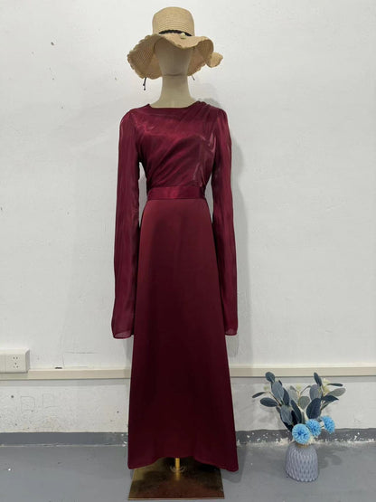 Elegant Satin Summer Long Sleeves Dresses