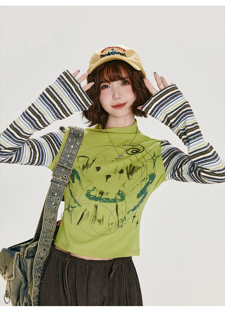 Girlyhalo Vintage Long Sleeve T-Shirt for Women