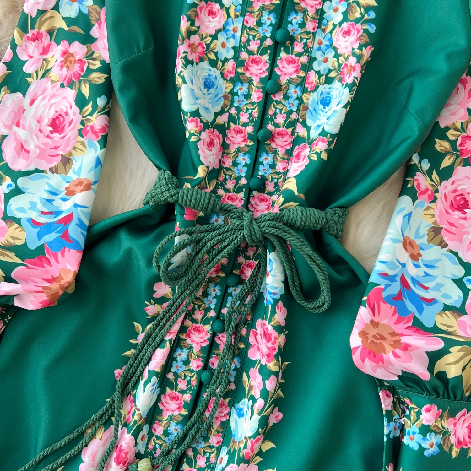 Vintage Court Floral Design Long Maxi Dresses
