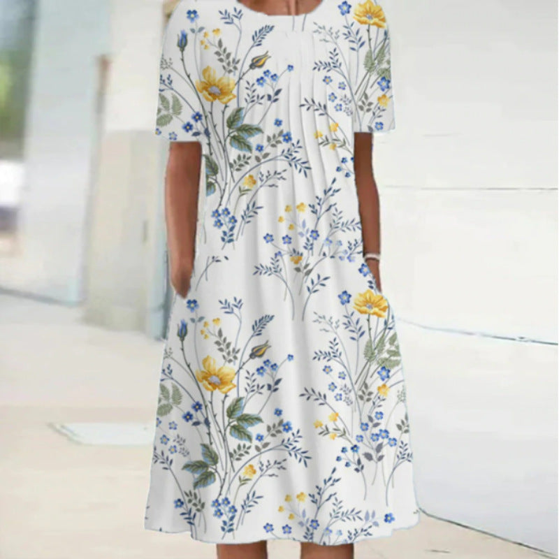 Plus Size Women's Floral Print Short Sleeve Dress
