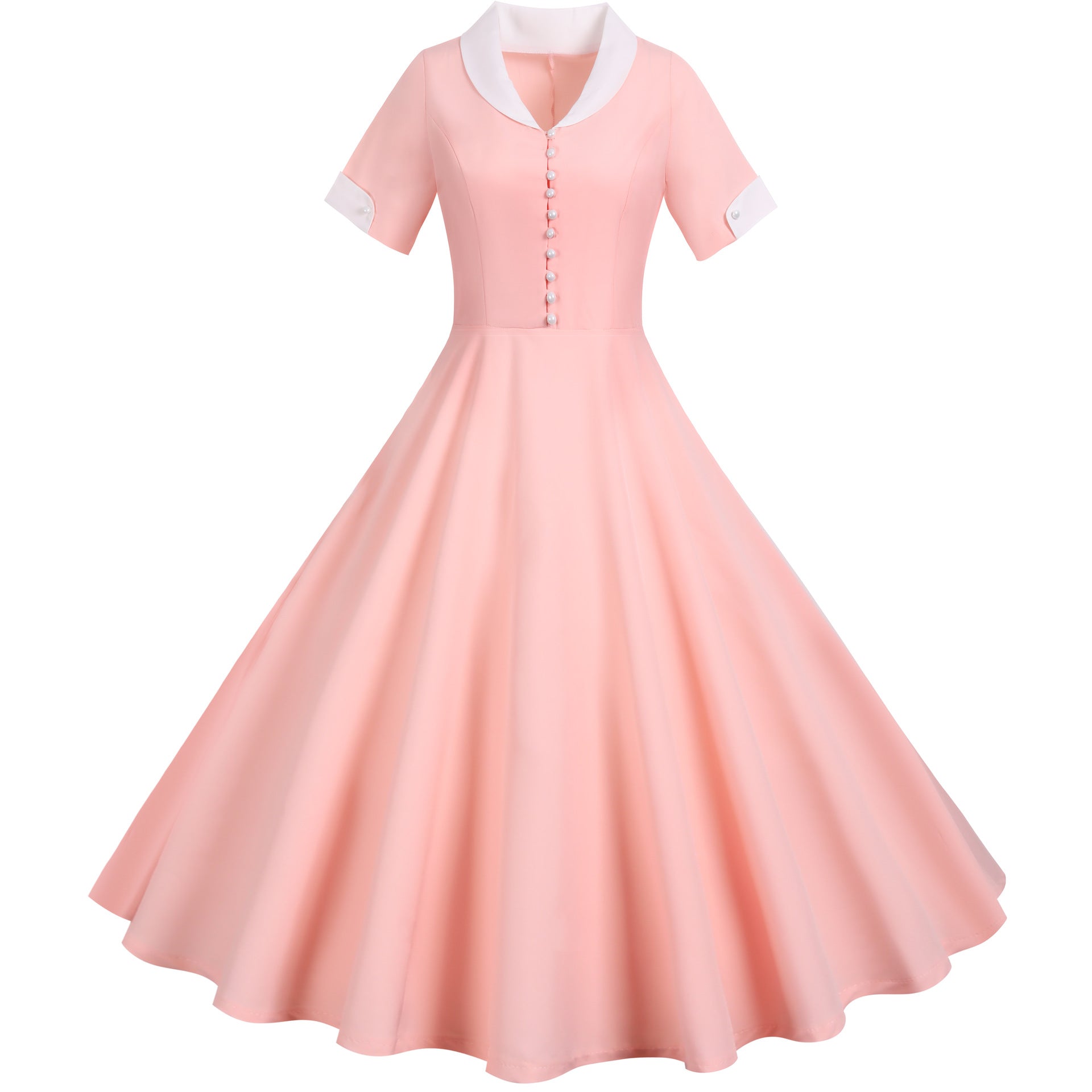 Retro Audrey Hepburn Style Summer Short Sleeve Dress