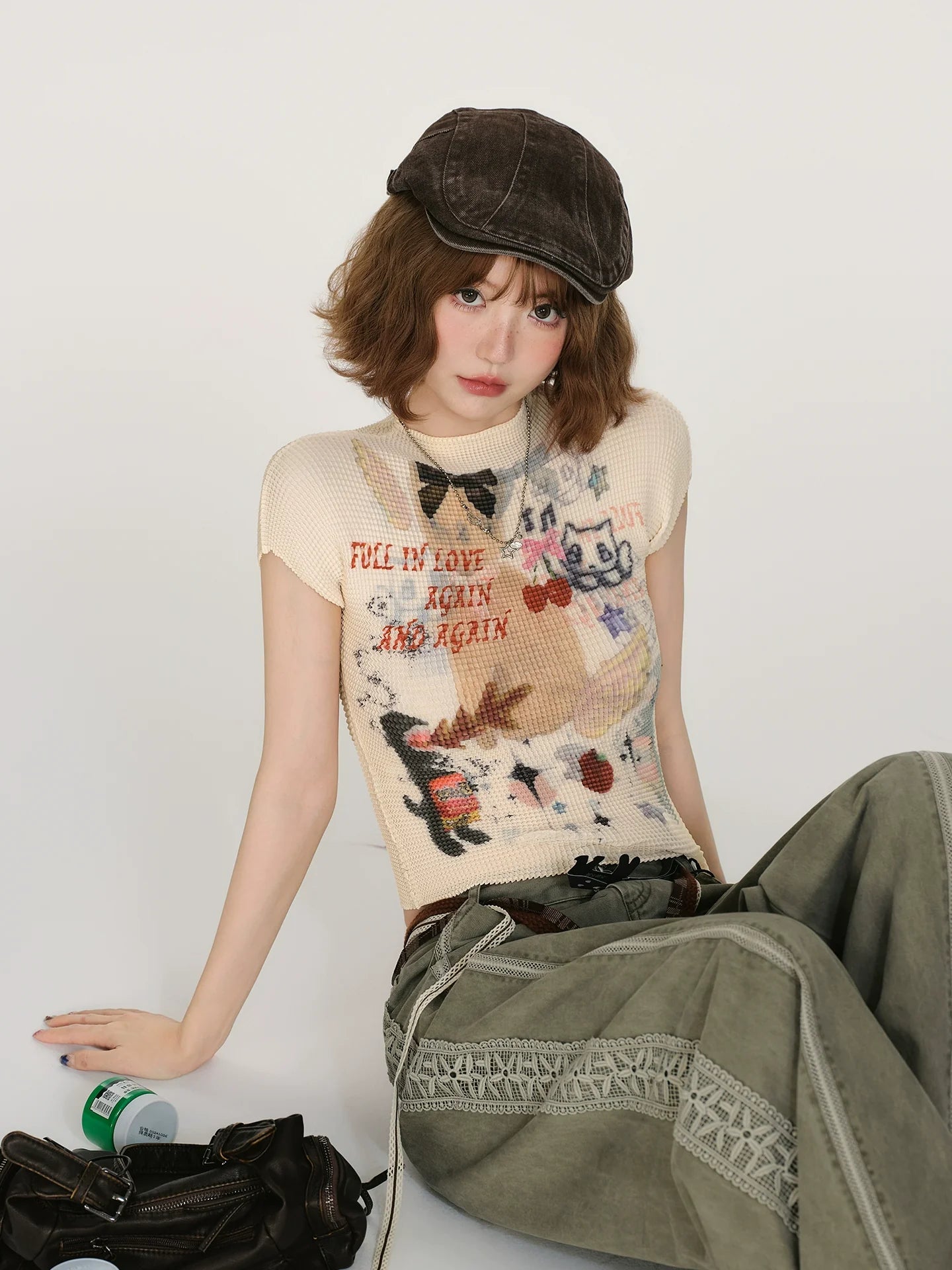 Girlyhalo Vintage Y2K Print Cropped T-Shirt