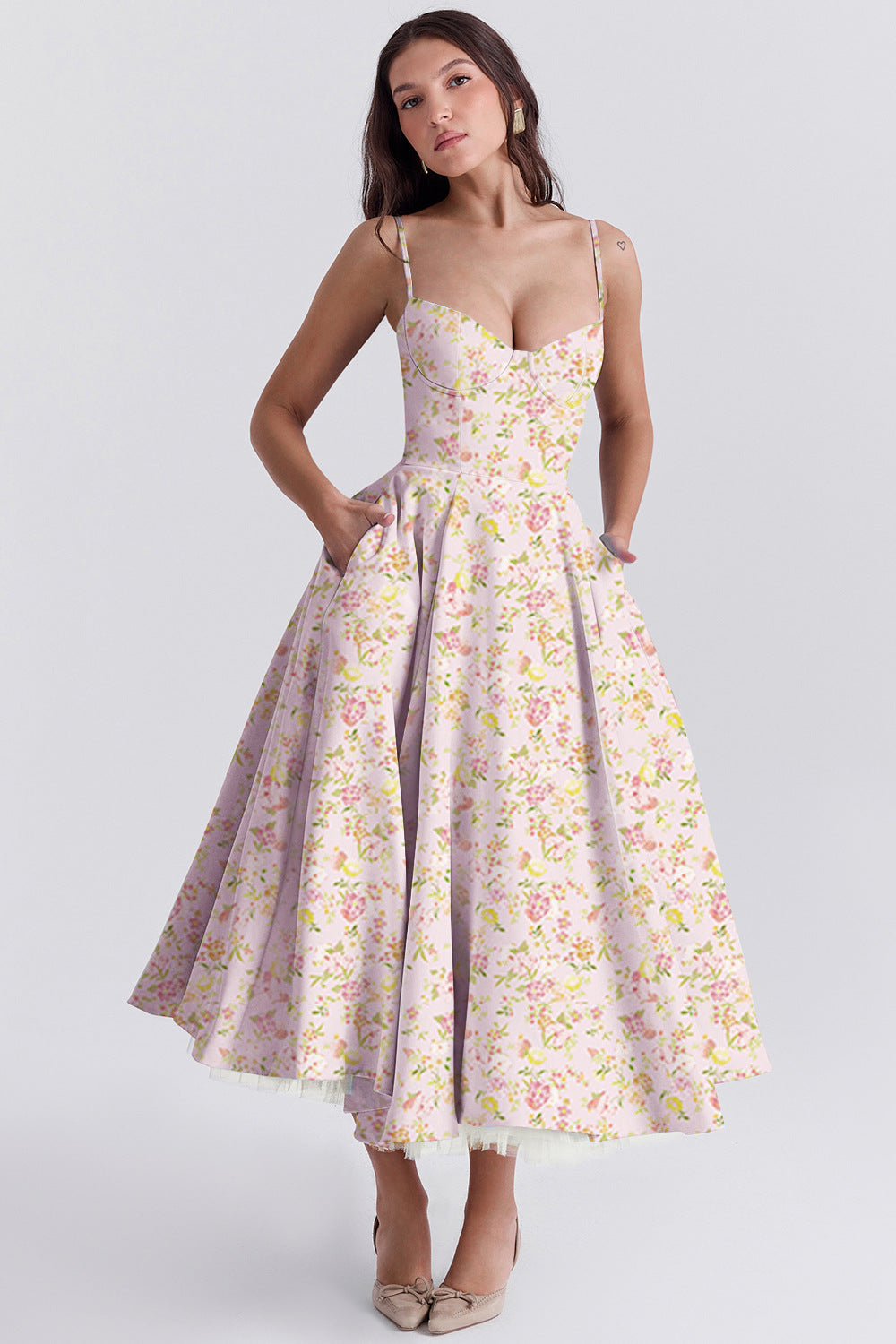 Elegant Princess Gown - French Chiffon Tiered Strapless Ball Gown Dress for Women