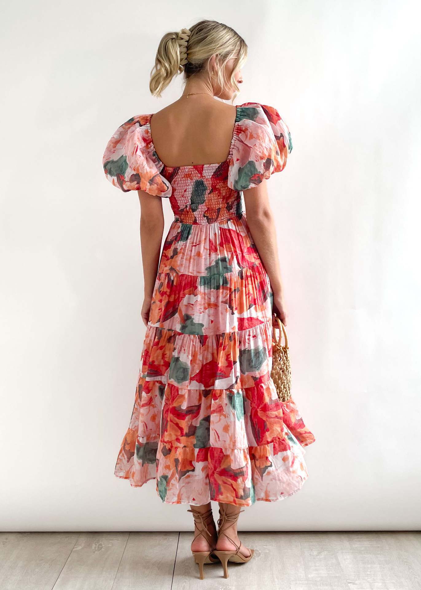 Women's Off-Shoulder Lantern Sleeve High Waist Summer Dress-red-S-Free Shipping Leatheretro
