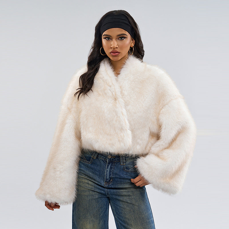 Retro Faux Mink Fur Short Coat Women’s – Reversible Plush Jacket