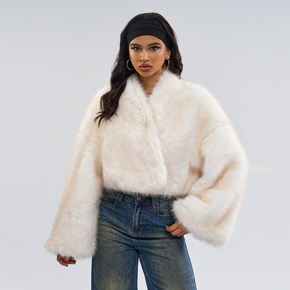 Retro Faux Mink Fur Short Coat Women’s – Reversible Plush Jacket