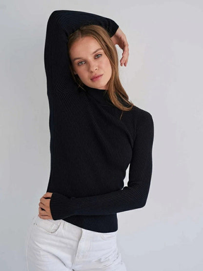 Sexy High Neck Knitted Sheath Shirts