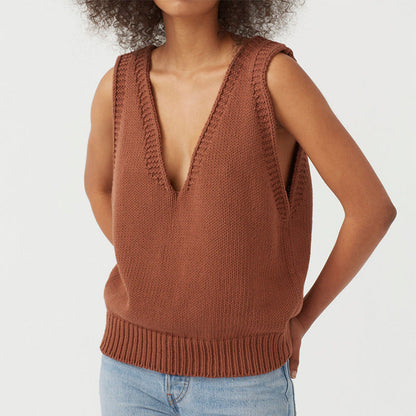 Sexy V Neck Sleeveless Knitted Vest