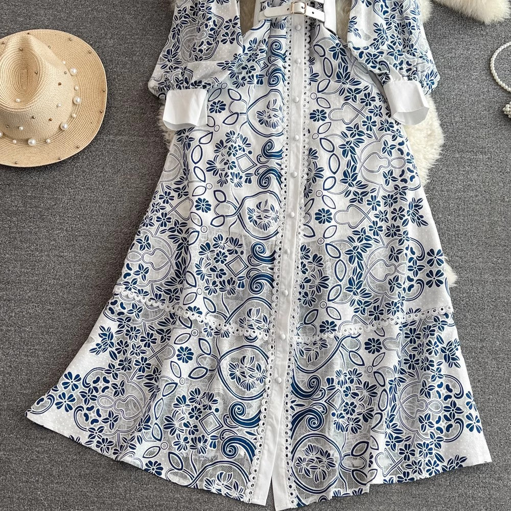 Vintage Stand Collar Elegant Long Dresses