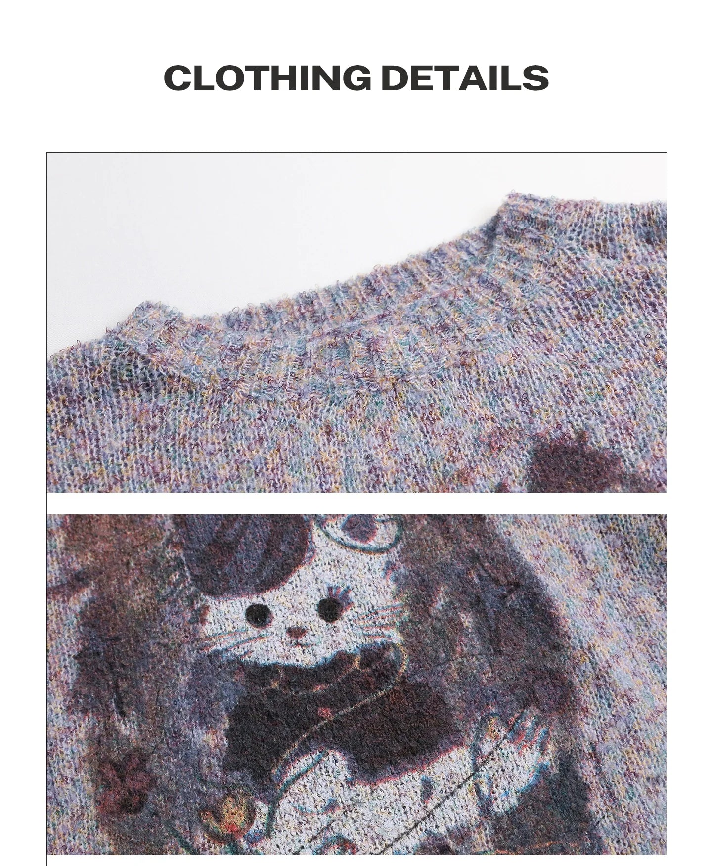 Girlyhalo Women's Loose Fit Retro Print Sweater - Crewneck Fall Pullover-Purple-S-Free Shipping Leatheretro