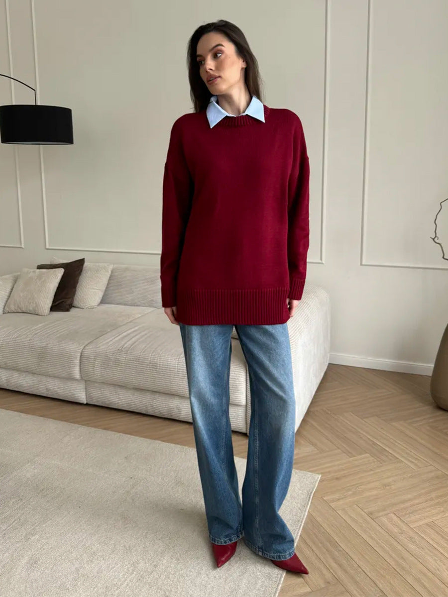 Women's Casual Split Hem Sweater