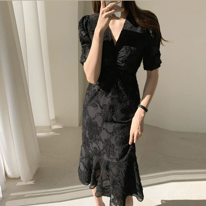 Women Black Lace Plus Sizes Mermaid Dresses-Dresses-Free Shipping at meselling99