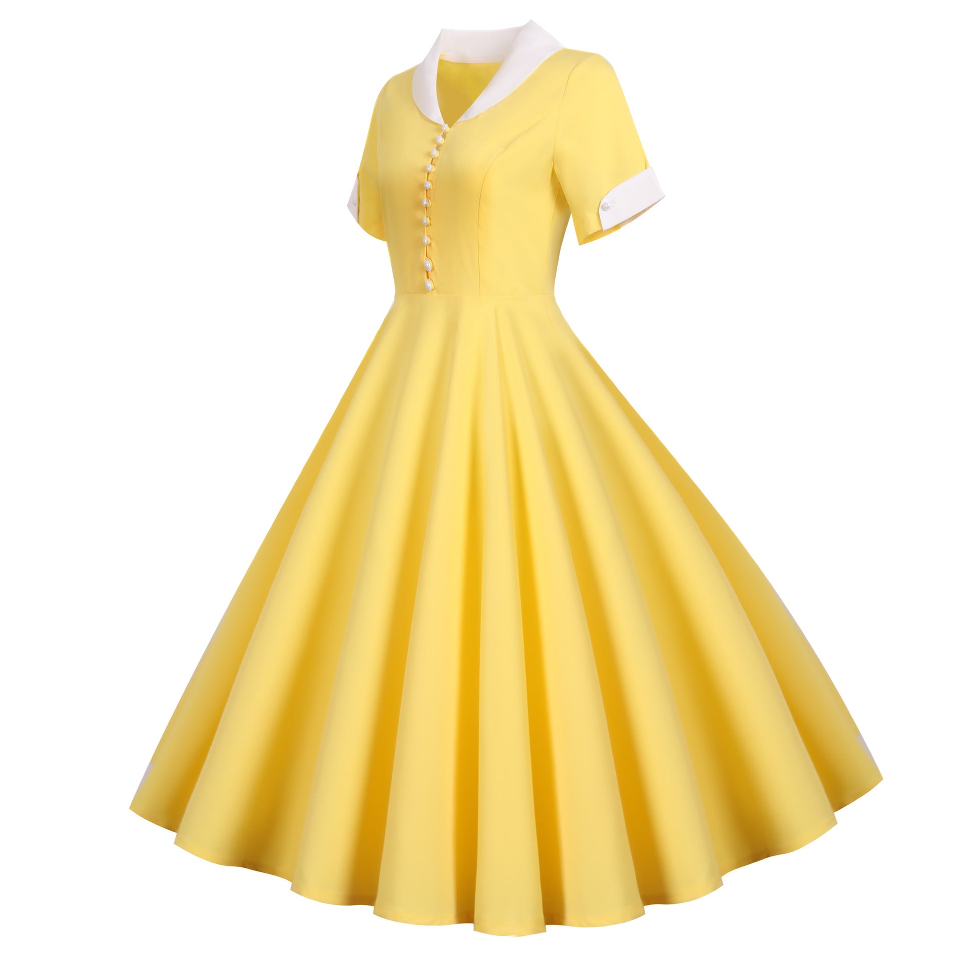 Retro Audrey Hepburn Style Summer Short Sleeve Dress