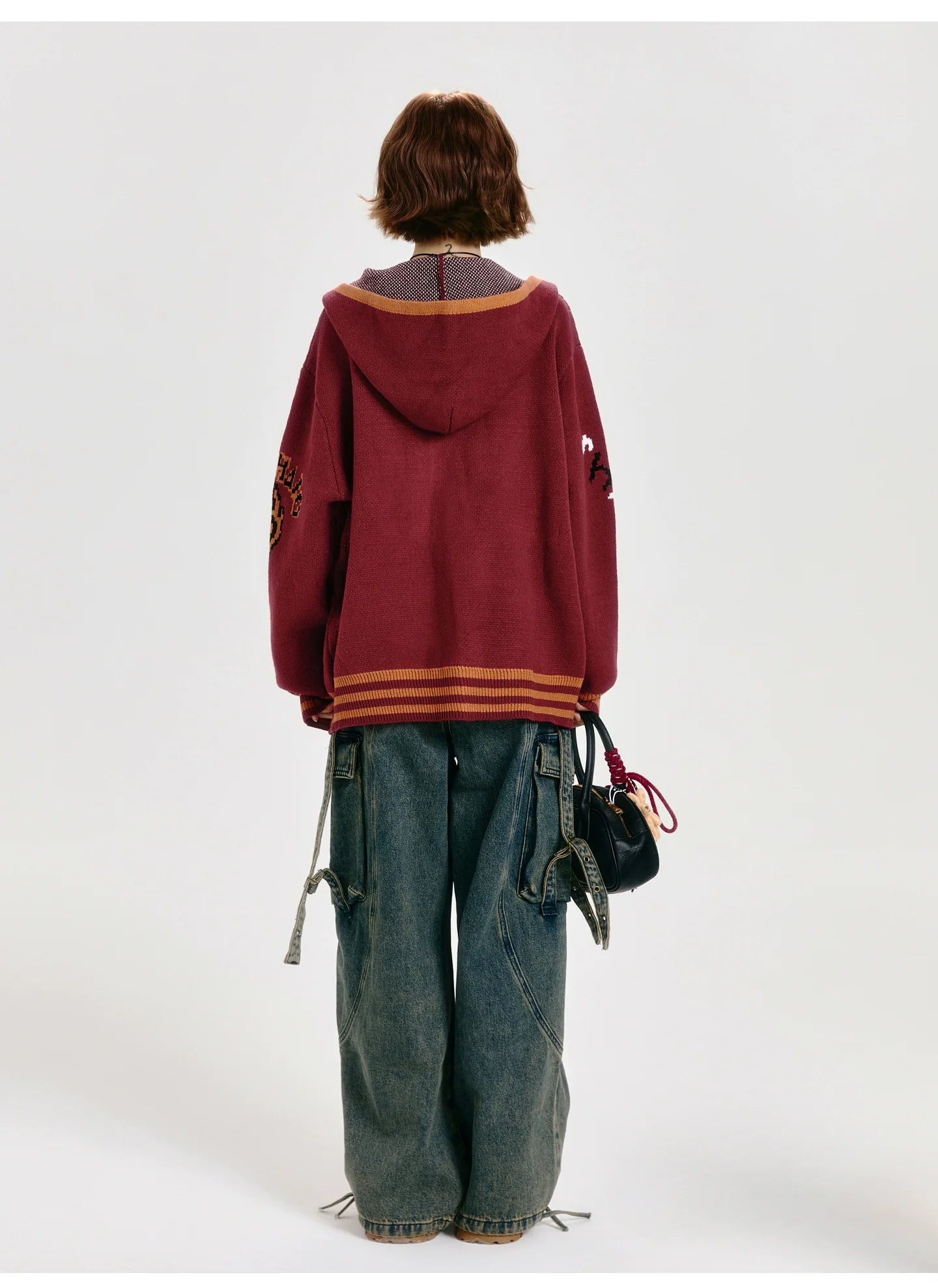 Girlyhalo Oversized Hooded Cardigan-Red-S-Free Shipping Leatheretro