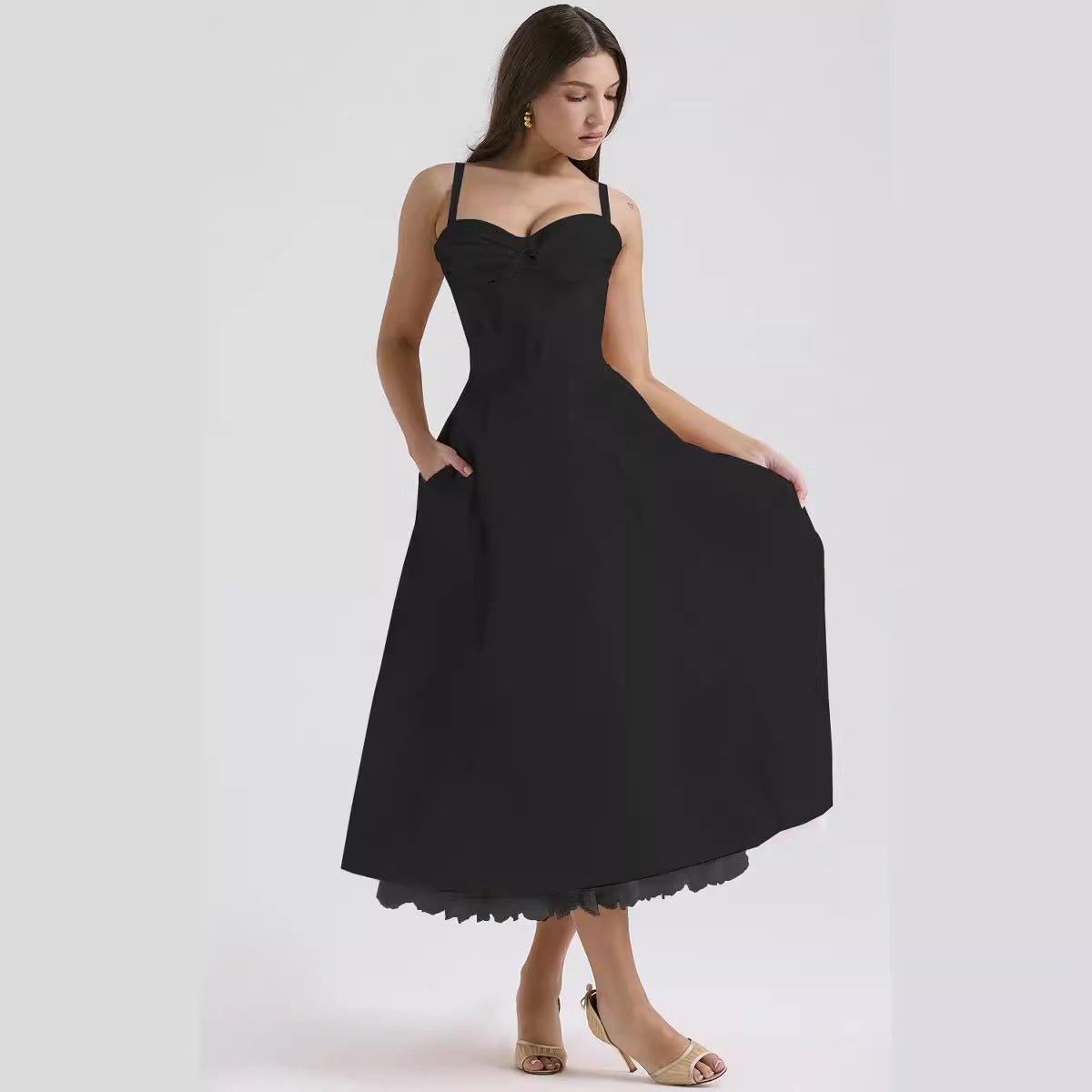 Elegant Floral Print French Summer Dress