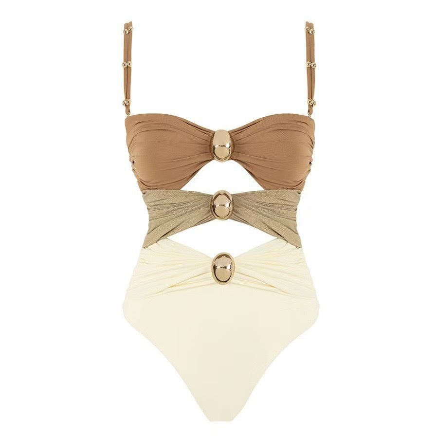 Women's Solid Color Bikini Skirt High-Waisted Swimsuit – Stylish One-Piece Swimsuit