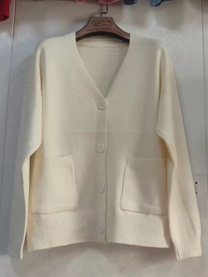 Loose Knit Cardigan – Oversized V-Neck Sweater | Soft & Cozy Casual Pullover