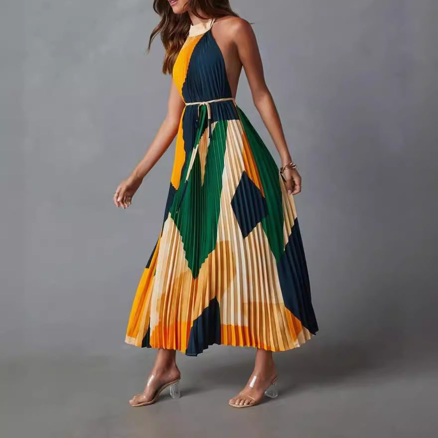 omen's Summer Backless Tie-Detail Dress