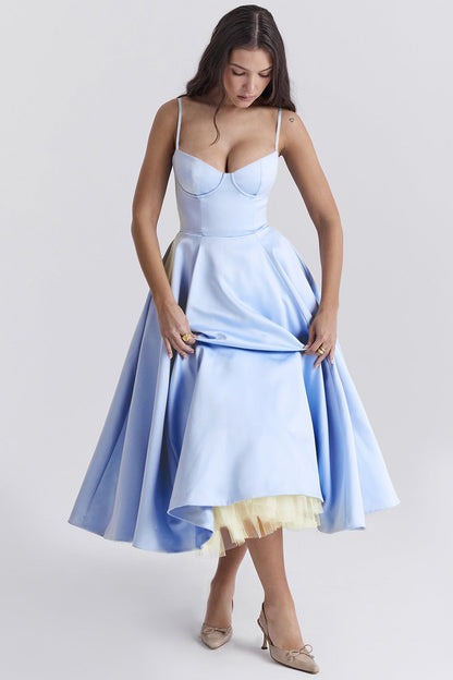 Elegant Princess Gown - French Chiffon Tiered Strapless Ball Gown Dress for Women