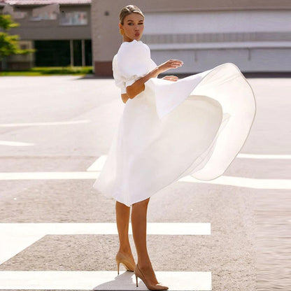 New Women Half Sleeves Sexy Midi Length Dresses-Vintage Dresses-Free Shipping at meselling99