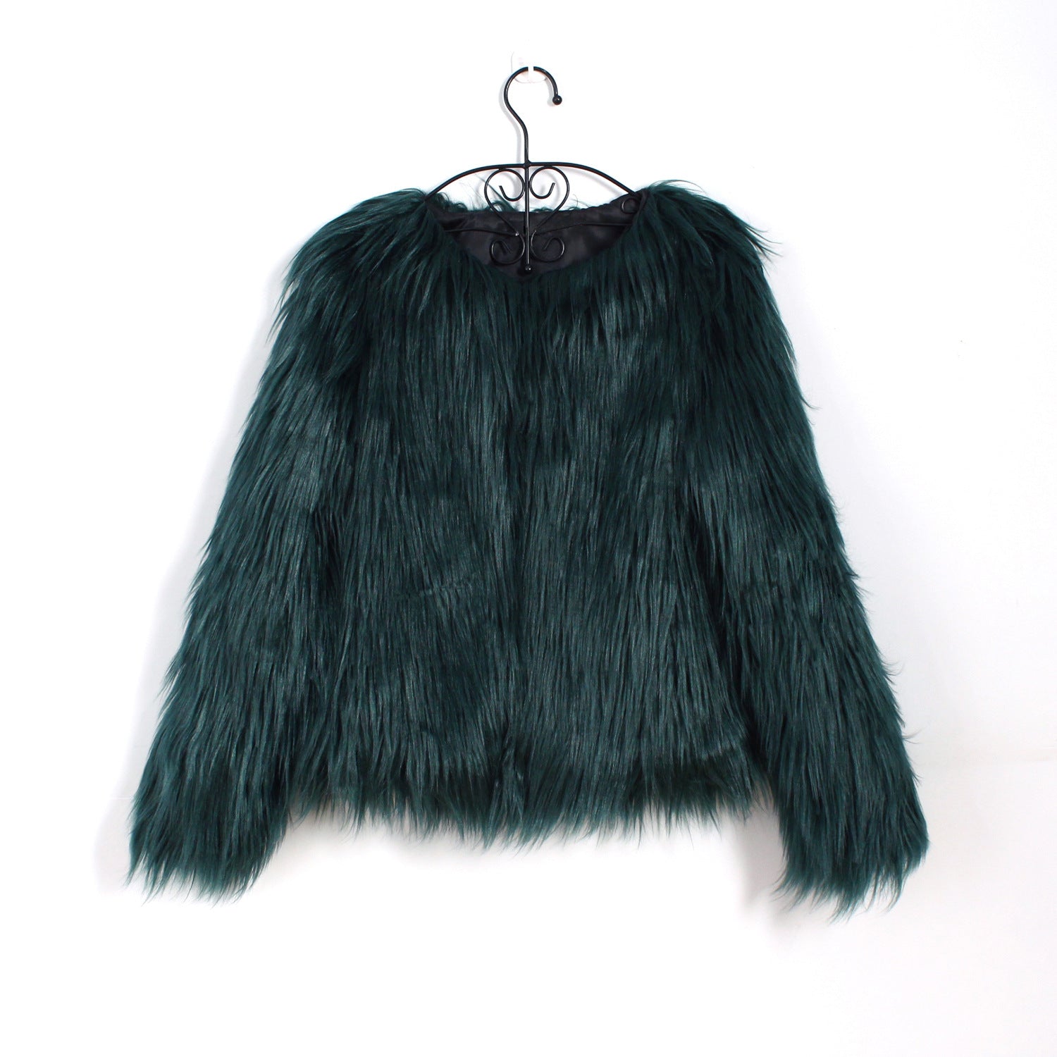 Women Long Sleeve V-Neck Faux Fur Jacket