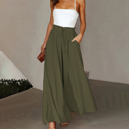 Women's High-Waisted Solid Color Casual Pants