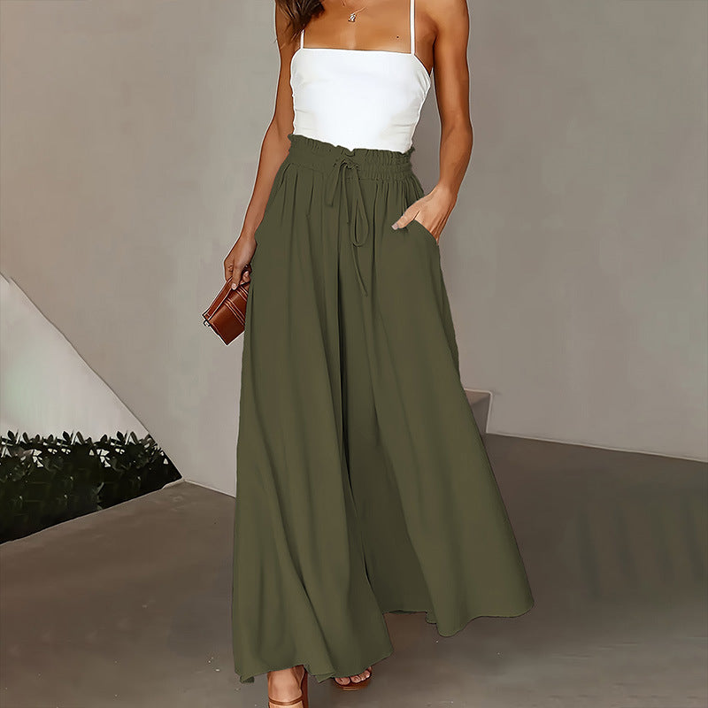 Women's High-Waisted Solid Color Casual Pants