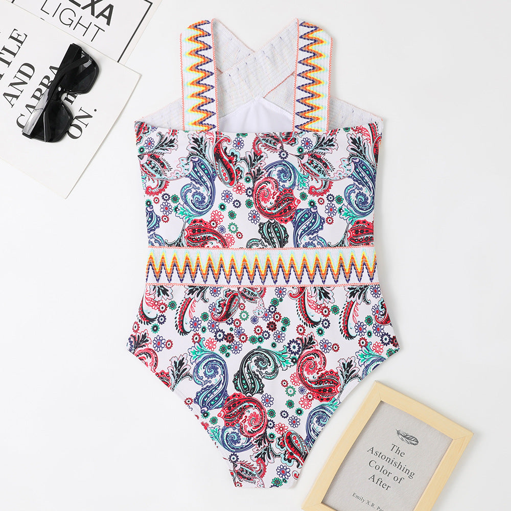 Boho Halter One Piece Women Swimwear