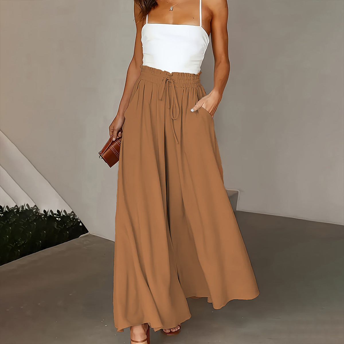 Women's High-Waisted Solid Color Casual Pants