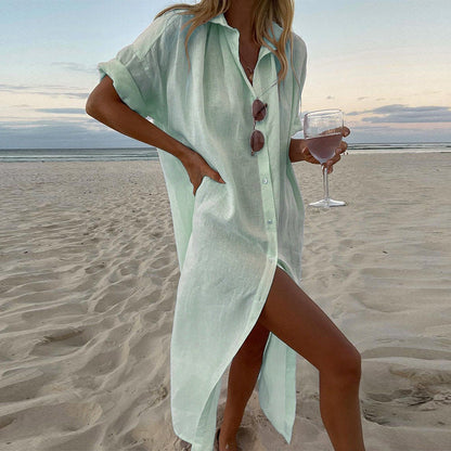 Women's Oversized Linen Shirt Dress