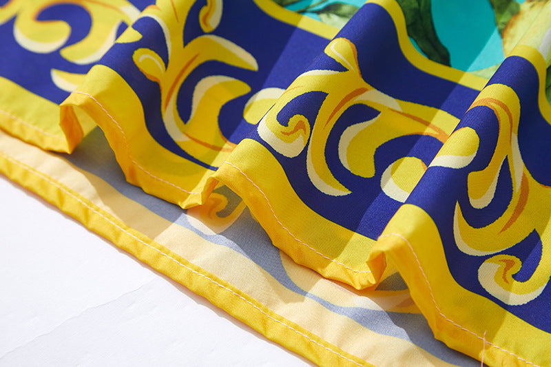 Fashion Green Lemon Summer Long Vacation Dresses