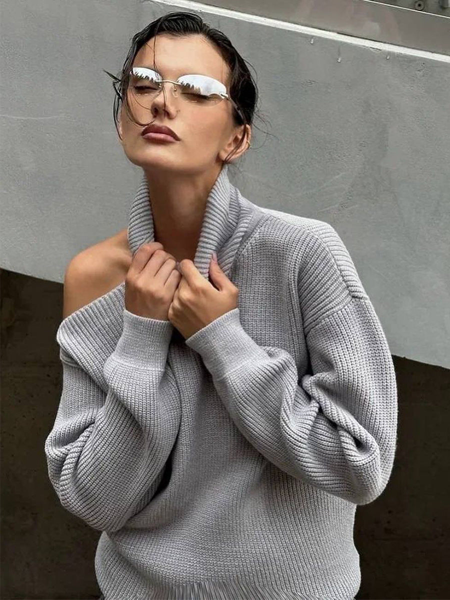 Off-the-Shoulder Cowl Neck Sweater