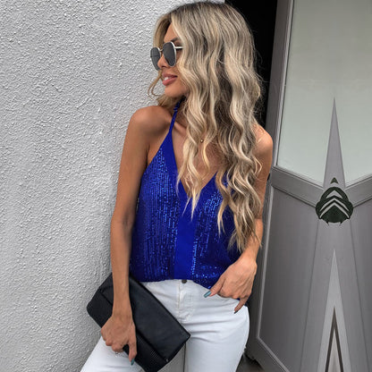 Sexy Sequined Sleeveless Women Tank Tops