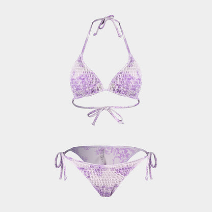 Print Bikini Three-Piece Set – Sheer Skirt Separates, Sexy Vacation Swimwear