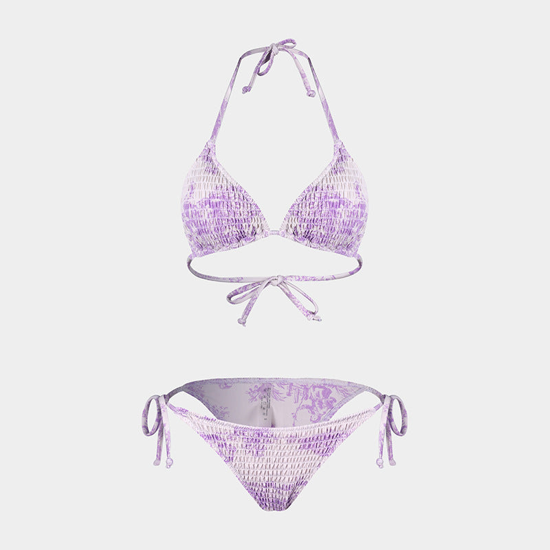 Print Bikini Three-Piece Set – Sheer Skirt Separates, Sexy Vacation Swimwear