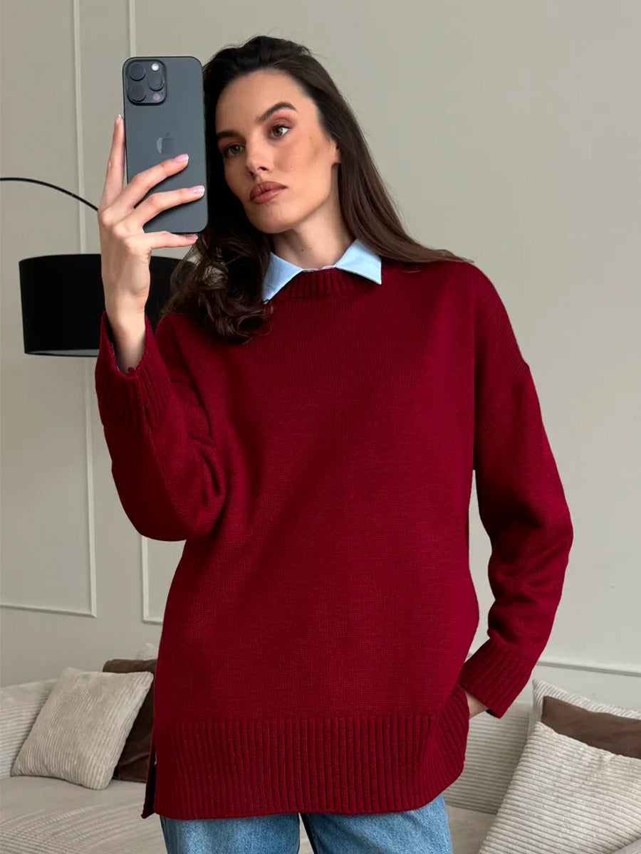 Women's Casual Split Hem Sweater