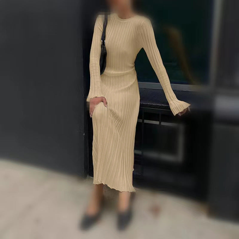 Women's Slim-Fit V-Neck Ribbed Knit Dresses