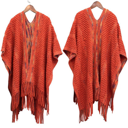 Colorful Popcorn Stitch Knit Shawl
