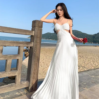 Luxury Dopamine Gown - Elegant Backless Maxi Dress with Designer Details